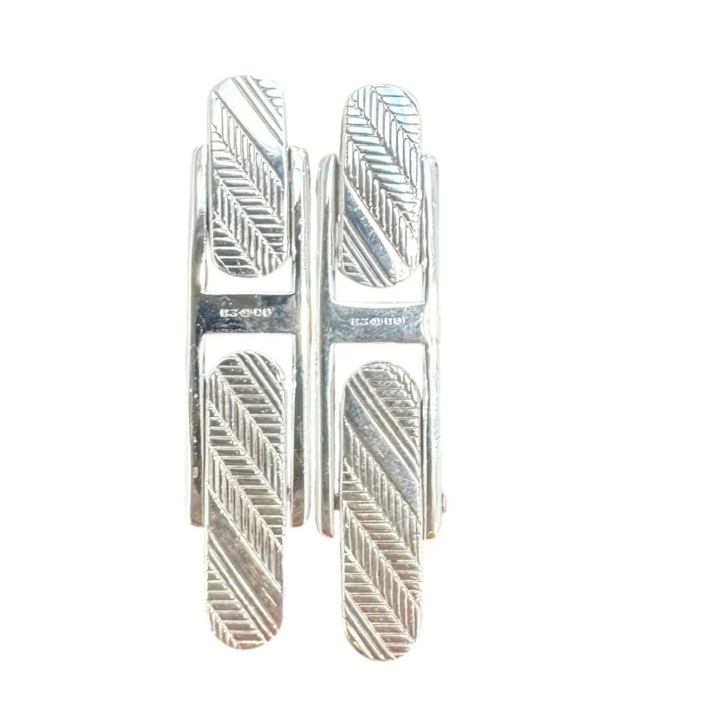 ERMENEGILDO ZEGNA STERLING SILVER & PURPLE CUFFLINKS
